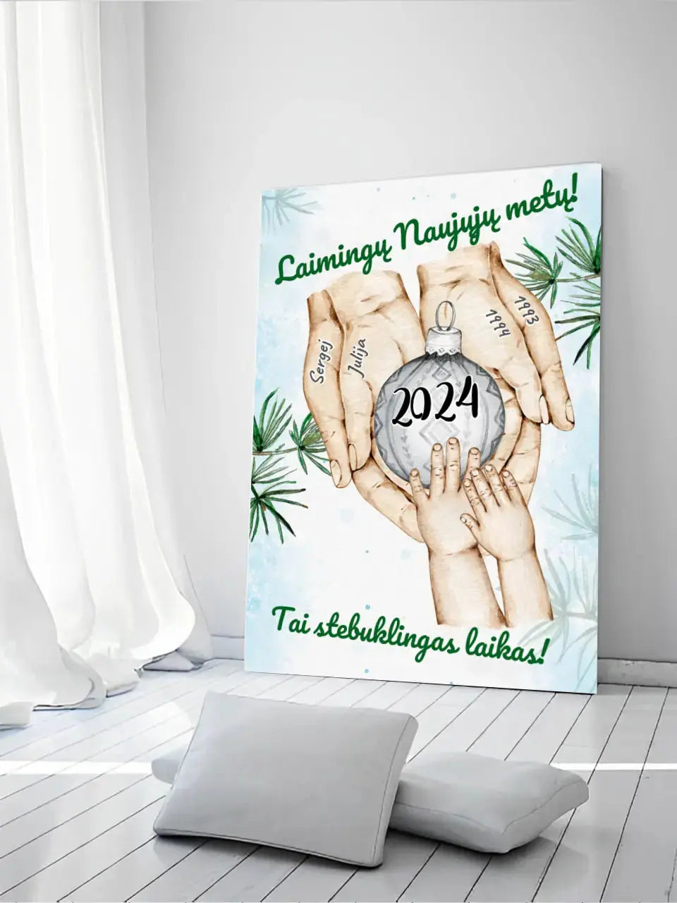 Personalizuota "Šeima ir 1-4 vaikai susikibę už rankų" iliustracija, Kalėdine iliustracija, Motinos Rankos, Naujagimio iliustracija, Menas, Laikydami rankas, Šeimos rankos  Drobe -  dovanokis.lt