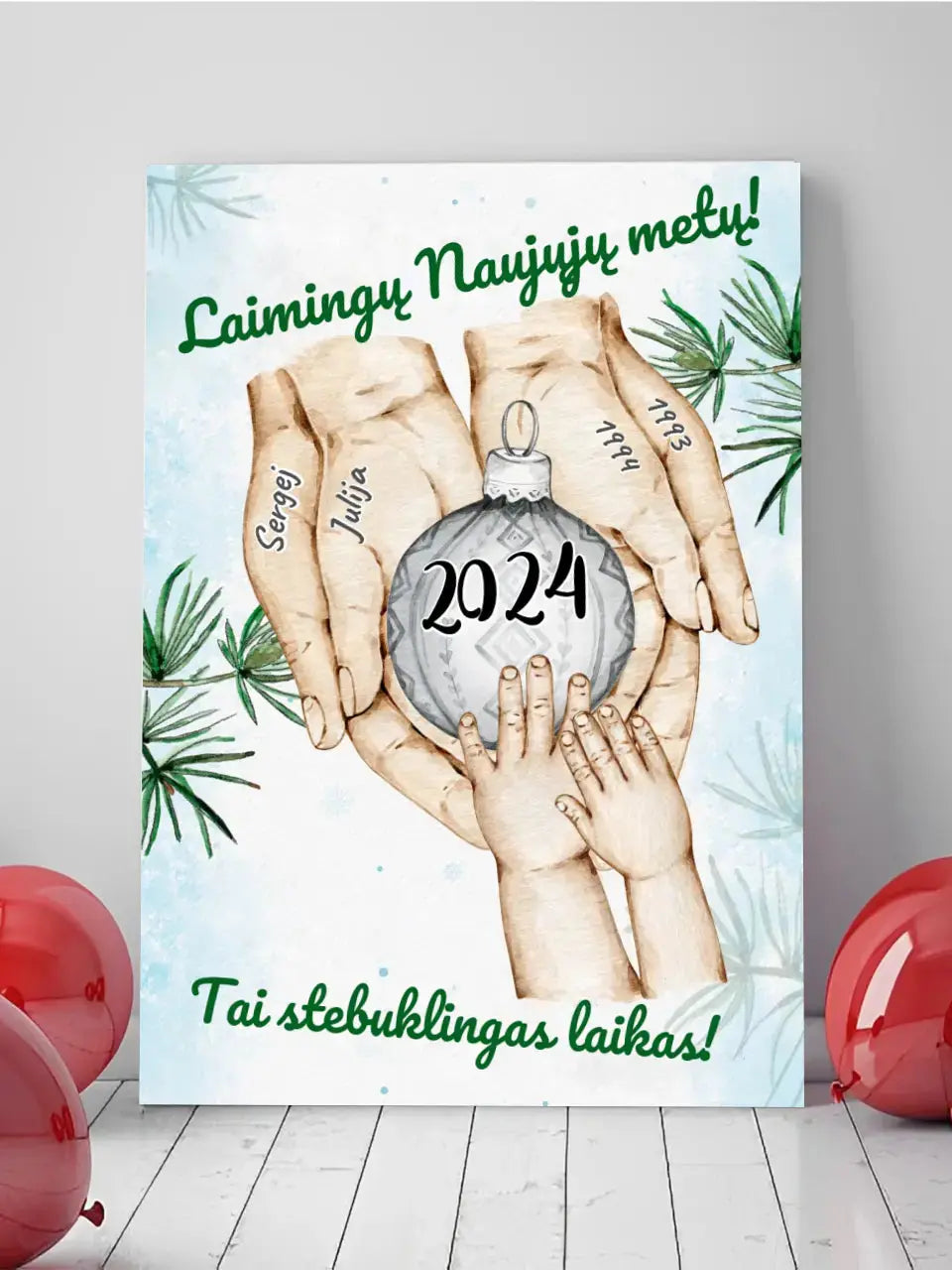 Personalizuota "Šeima ir 1-4 vaikai susikibę už rankų" iliustracija, Kalėdine iliustracija, Motinos Rankos, Naujagimio iliustracija, Menas, Laikydami rankas, Šeimos rankos  Drobe -  dovanokis.lt