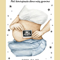 Personalizuota nėščiųjų echoskopijos tyrimo iliustracija su nuotrauką ant drobės, Nėščiųjų ultragarsas, Kūdikių kambario dekoras, Vaisiaus ultragarsinis vaizdas, nauja dovana tėvams  Drobe -  dovanokis.lt