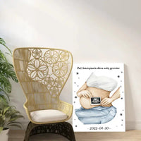 Personalizuota nėščiųjų echoskopijos tyrimo iliustracija su nuotrauką ant drobės, Nėščiųjų ultragarsas, Kūdikių kambario dekoras, Vaisiaus ultragarsinis vaizdas, nauja dovana tėvams  Drobe -  dovanokis.lt