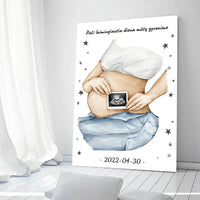 Personalizuota nėščiųjų echoskopijos tyrimo iliustracija su nuotrauką ant drobės, Nėščiųjų ultragarsas, Kūdikių kambario dekoras, Vaisiaus ultragarsinis vaizdas, nauja dovana tėvams  Drobe -  dovanokis.lt