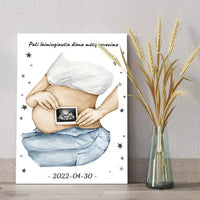 Personalizuota nėščiųjų echoskopijos tyrimo iliustracija su nuotrauką ant drobės, Nėščiųjų ultragarsas, Kūdikių kambario dekoras, Vaisiaus ultragarsinis vaizdas, nauja dovana tėvams  Drobe -  dovanokis.lt