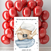 Personalizuota nėščiųjų echoskopijos tyrimo iliustracija su nuotrauką ant drobės, Nėščiųjų ultragarsas, Kūdikių kambario dekoras, Vaisiaus ultragarsinis vaizdas, nauja dovana tėvams  Drobe -  dovanokis.lt