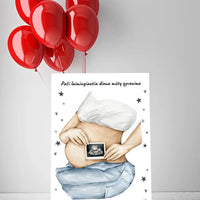 Personalizuota nėščiųjų echoskopijos tyrimo iliustracija su nuotrauką ant drobės, Nėščiųjų ultragarsas, Kūdikių kambario dekoras, Vaisiaus ultragarsinis vaizdas, nauja dovana tėvams  Drobe -  dovanokis.lt