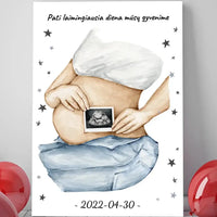 Personalizuota nėščiųjų echoskopijos tyrimo iliustracija su nuotrauką ant drobės, Nėščiųjų ultragarsas, Kūdikių kambario dekoras, Vaisiaus ultragarsinis vaizdas, nauja dovana tėvams  Drobe -  dovanokis.lt