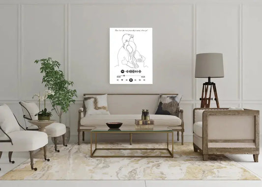 Personalizuotas Spotify muzikos grotuvas ant drobės, šilti apkabinimai iliustracija, su jūsų spotify kodu  Drobe -  dovanokis.lt