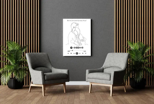 Personalizuotas Spotify muzikos grotuvas ant drobės, šilti apkabinimai iliustracija, su jūsų spotify kodu  Drobe -  dovanokis.lt