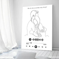 Personalizuotas Spotify muzikos grotuvas ant drobės, šilti apkabinimai iliustracija, su jūsų spotify kodu  Drobe -  dovanokis.lt