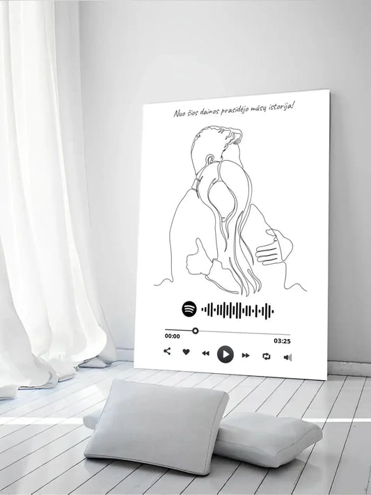 Personalizuotas Spotify muzikos grotuvas ant drobės, šilti apkabinimai iliustracija, su jūsų spotify kodu  Drobe -  dovanokis.lt