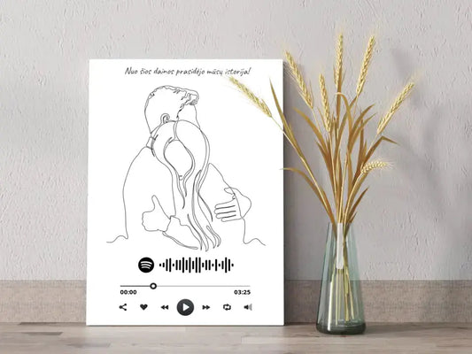 Personalizuotas Spotify muzikos grotuvas ant drobės, šilti apkabinimai iliustracija, su jūsų spotify kodu  Drobe -  dovanokis.lt