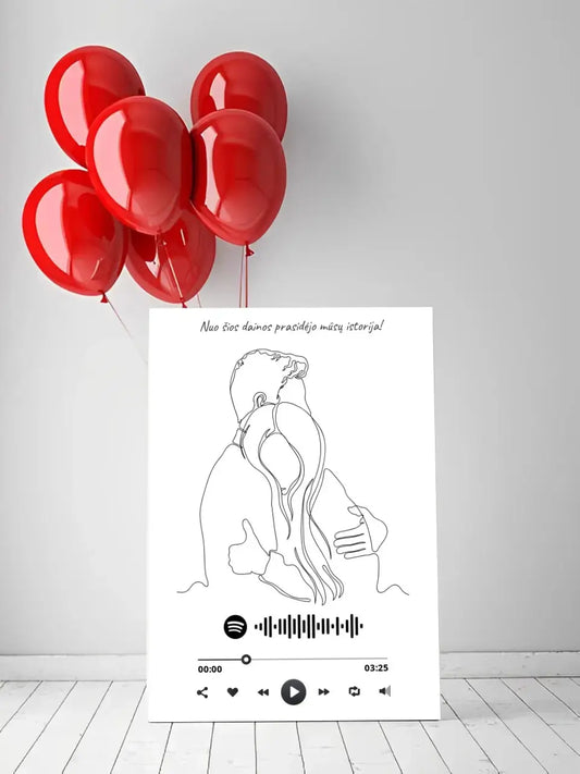 Personalizuotas Spotify muzikos grotuvas ant drobės, šilti apkabinimai iliustracija, su jūsų spotify kodu  Drobe -  dovanokis.lt