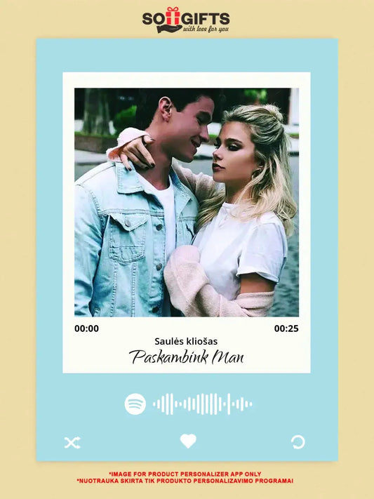 Personalizuotas Spotify muzikos grotuvas ant drobės su jūsų daina ir spotify kodu  Drobe -  dovanokis.lt