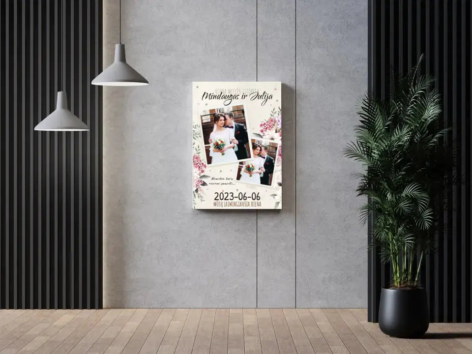 Personalizuotas vestuvinis spaudinys ant drobės, viena meilės istorija  Drobe -  dovanokis.lt