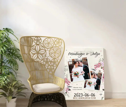 Personalizuotas vestuvinis spaudinys ant drobės, viena meilės istorija  Drobe -  dovanokis.lt