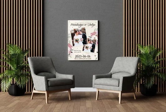 Personalizuotas vestuvinis spaudinys ant drobės, viena meilės istorija  Drobe -  dovanokis.lt