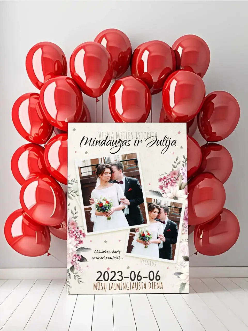 Personalizuotas vestuvinis spaudinys ant drobės, viena meilės istorija  Drobe -  dovanokis.lt