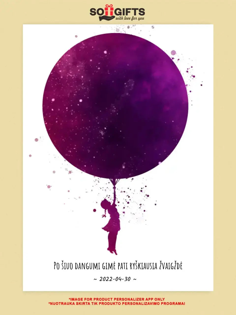 Personalizuotas vaikiškas žvaigždžių žemėlapis mergaitei ant drobės  Drobe -  dovanokis.lt