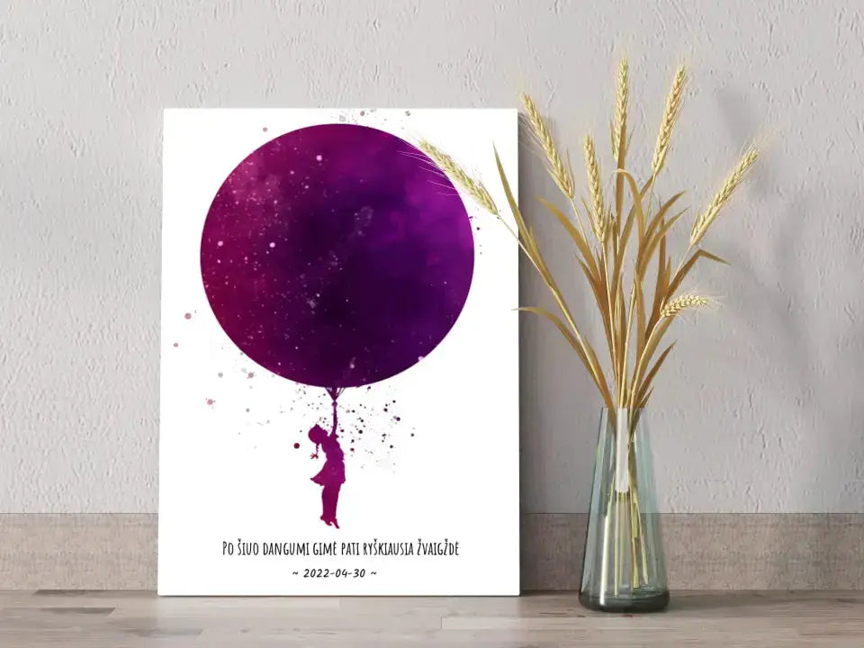 Personalizuotas vaikiškas žvaigždžių žemėlapis mergaitei ant drobės  Drobe -  dovanokis.lt