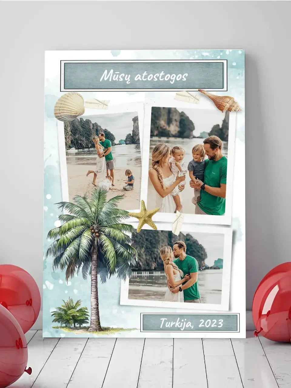 Personalizuotas mūsų šeimos atostogos spaudinys ant drobės  Drobe -  dovanokis.lt