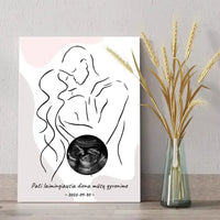 Personalizuotas nėščiųjų echoskopijos tyrimo spaudinys ant drobės, su jūsų nuotrauką ir linijine iliustracija  Drobe -  dovanokis.lt