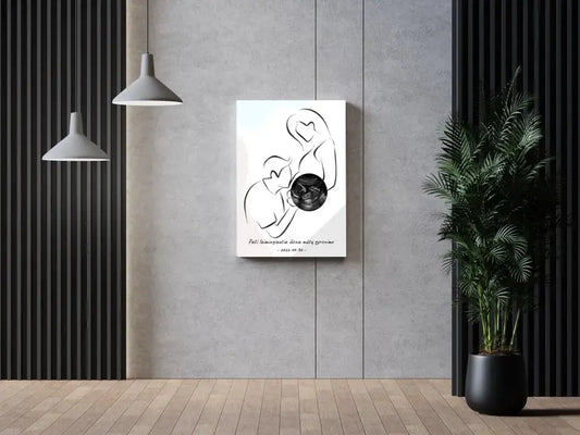 Personalizuotas nėščiųjų echoskopijos tyrimo spaudinys ant drobės, su jūsų nuotrauką ir linijine iliustracija  Drobe -  dovanokis.lt