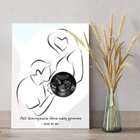 Personalizuotas nėščiųjų echoskopijos tyrimo spaudinys ant drobės, su jūsų nuotrauką ir linijine iliustracija  Drobe -  dovanokis.lt