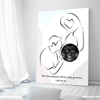 Personalizuotas nėščiųjų echoskopijos tyrimo spaudinys ant drobės, su jūsų nuotrauką ir linijine iliustracija  Drobe -  dovanokis.lt