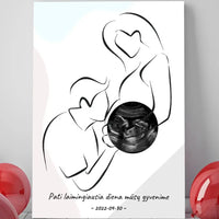 Personalizuotas nėščiųjų echoskopijos tyrimo spaudinys ant drobės, su jūsų nuotrauką ir linijine iliustracija  Drobe -  dovanokis.lt