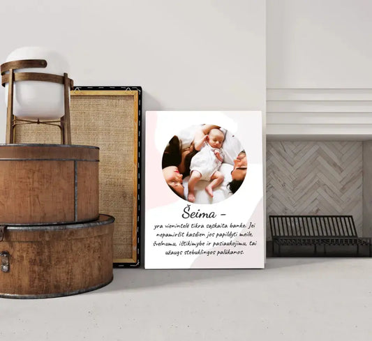 Personalizuotas šeimos iliustracijos spaudinys, su jūsų nuotrauka  Drobe -  dovanokis.lt