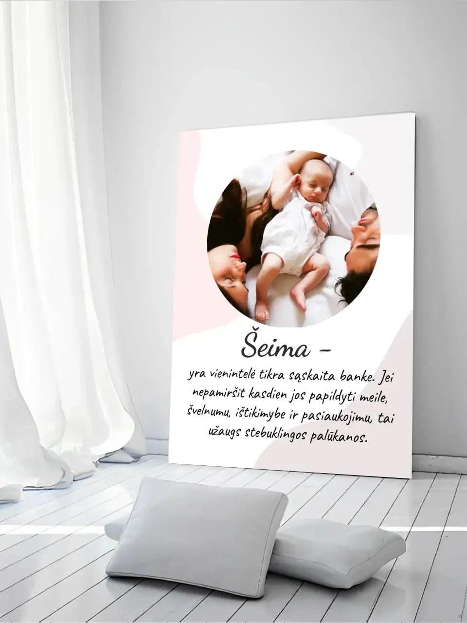 Personalizuotas šeimos iliustracijos spaudinys, su jūsų nuotrauka  Drobe -  dovanokis.lt