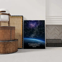 Personalizuotas viso spektro žvaigždžių žemėlapis ant drobės, žemės mėlynas šešėlis  Drobe -  dovanokis.lt