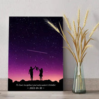 Personalizuotas viso spektro žvaigždžių žemėlapis ant drobės, su Šeimos pasirinktu siluetu  Drobe -  dovanokis.lt