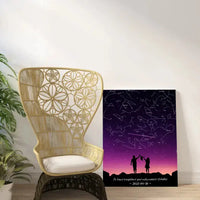 Personalizuotas viso spektro žvaigždžių žemėlapis ant drobės, su Šeimos pasirinktu siluetu  Drobe -  dovanokis.lt