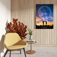 Personalizuotas žvaigždžių žemėlapis ant drobės, su šeimos pasirinktu siluetu  Drobe -  dovanokis.lt