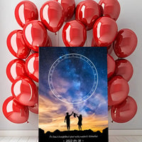 Personalizuotas žvaigždžių žemėlapis ant drobės, su šeimos pasirinktu siluetu  Drobe -  dovanokis.lt