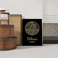 Personalizuotas auksinis, sidabrinis, bronzinis spaudinys ant drobės su jūsų buvimo vieta  Drobe -  dovanokis.lt