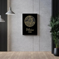 Personalizuotas auksinis, sidabrinis, bronzinis spaudinys ant drobės su jūsų buvimo vieta  Drobe -  dovanokis.lt