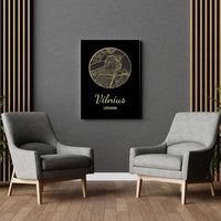 Personalizuotas auksinis, sidabrinis, bronzinis spaudinys ant drobės su jūsų buvimo vieta  Drobe -  dovanokis.lt