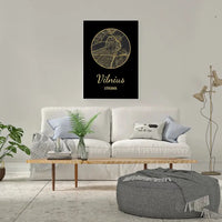 Personalizuotas auksinis, sidabrinis, bronzinis spaudinys ant drobės su jūsų buvimo vieta  Drobe -  dovanokis.lt