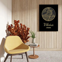 Personalizuotas auksinis, sidabrinis, bronzinis spaudinys ant drobės su jūsų buvimo vieta  Drobe -  dovanokis.lt