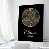 Personalizuotas auksinis, sidabrinis, bronzinis spaudinys ant drobės su jūsų buvimo vieta  Drobe -  dovanokis.lt