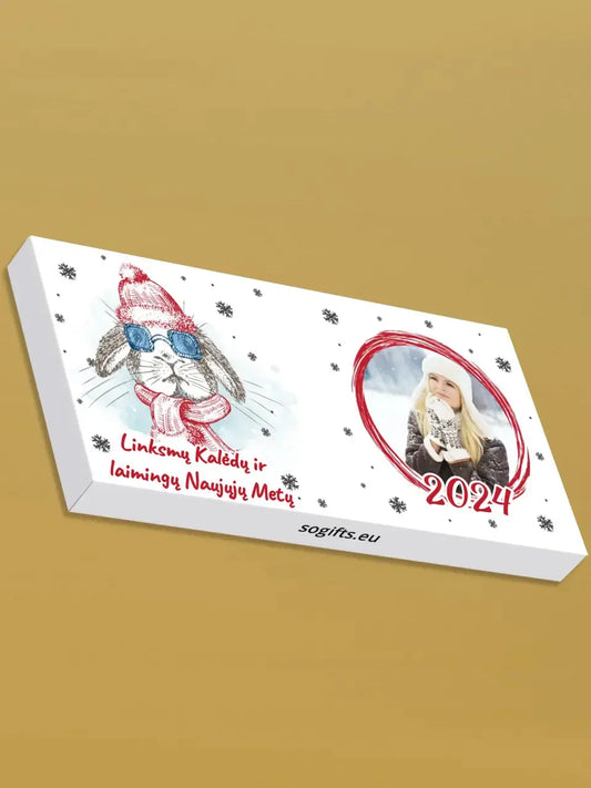 Personalizuotas "Kalėdinis dizainas 13“ šokoladas su jūsų nuotrauka TeeInBlue