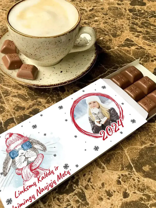 Personalizuotas "Kalėdinis dizainas 13“ šokoladas su jūsų nuotrauka TeeInBlue