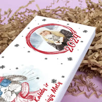 Personalizuotas "Kalėdinis dizainas 13“ šokoladas su jūsų nuotrauka TeeInBlue