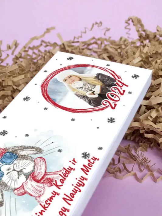 Personalizuotas "Kalėdinis dizainas 13“ šokoladas su jūsų nuotrauka TeeInBlue