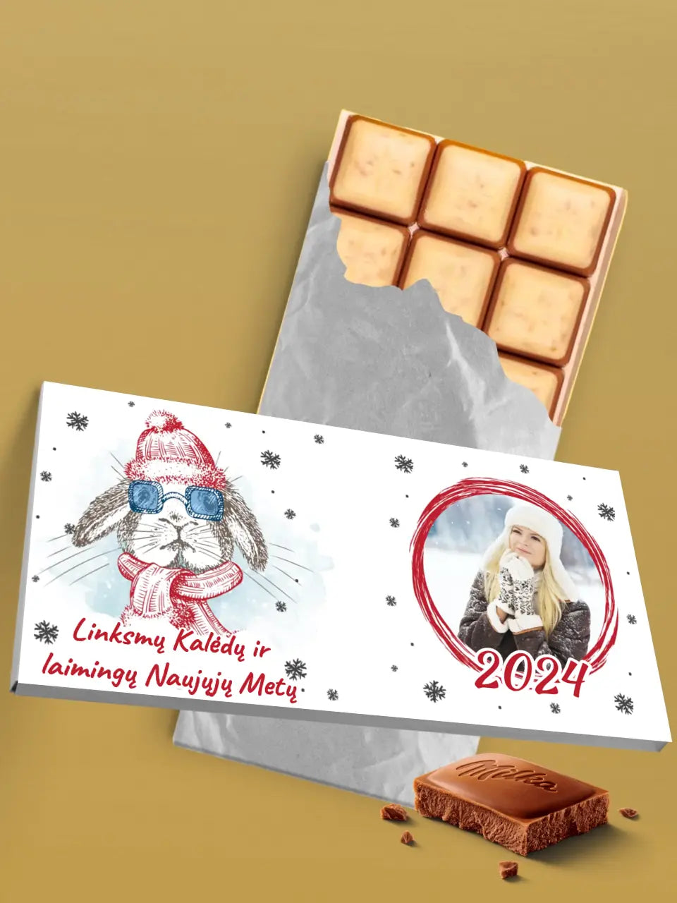 Personalizuotas "Kalėdinis dizainas 13“ šokoladas su jūsų nuotrauka