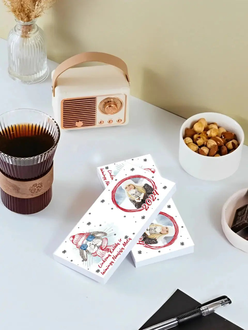 Personalizuotas "Kalėdinis dizainas 13“ šokoladas su jūsų nuotrauka TeeInBlue