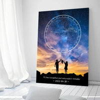 Personalizuotas žvaigždžių žemėlapis ant drobės, su šeimos pasirinktu siluetu  Drobe -  dovanokis.lt