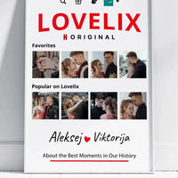Personalizuotas "Lovelix" dizaino įrėmintas plakatas su jūsų nuotraukomis ir vardais  Posteris(Plakatas) -  dovanokis.lt