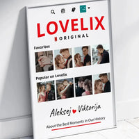 Personalizuotas "Lovelix" dizaino įrėmintas plakatas su jūsų nuotraukomis ir vardais  Posteris(Plakatas) -  dovanokis.lt